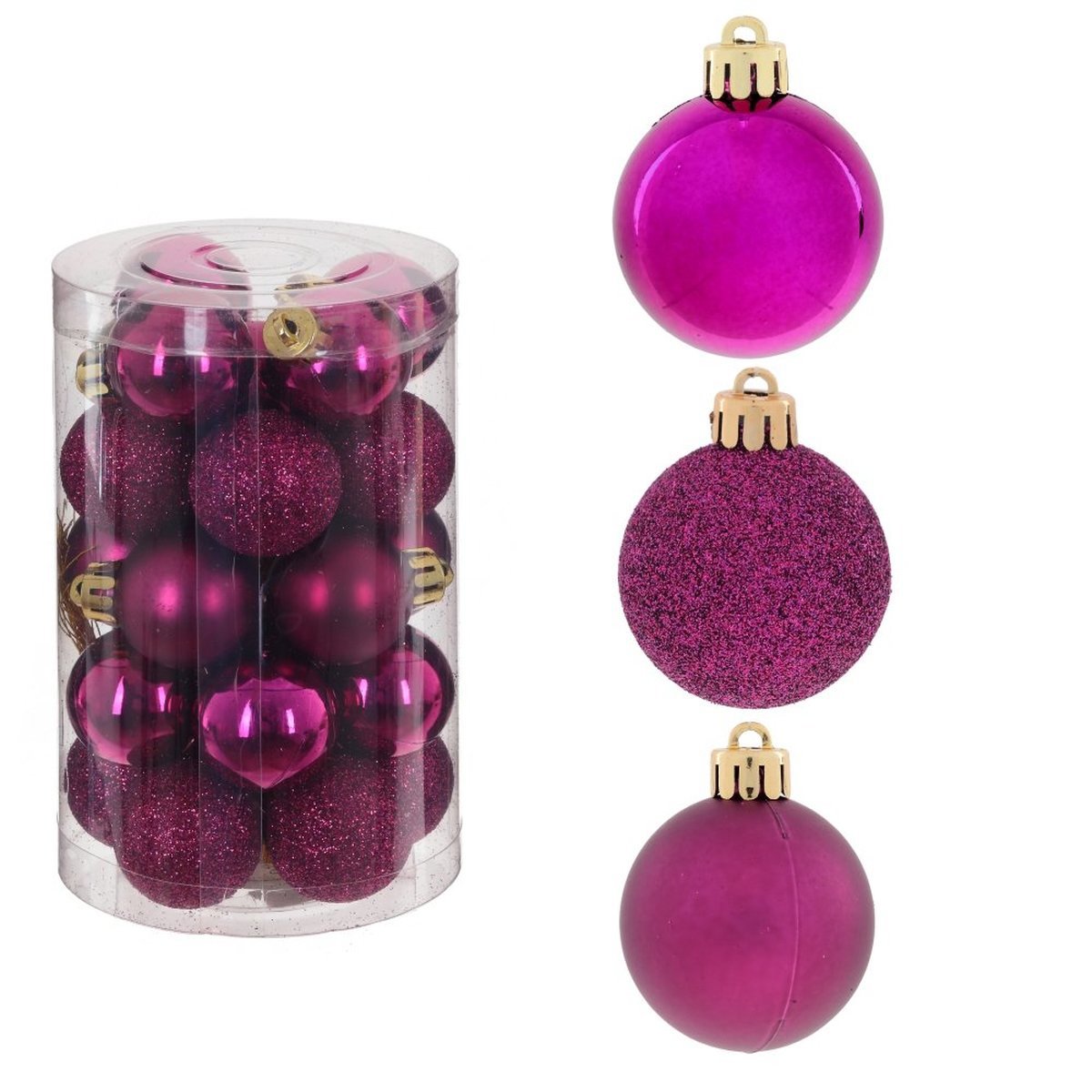 Изображение товара Набор из 25 розовых новогодних елочных шаров из ПВХ 3 см