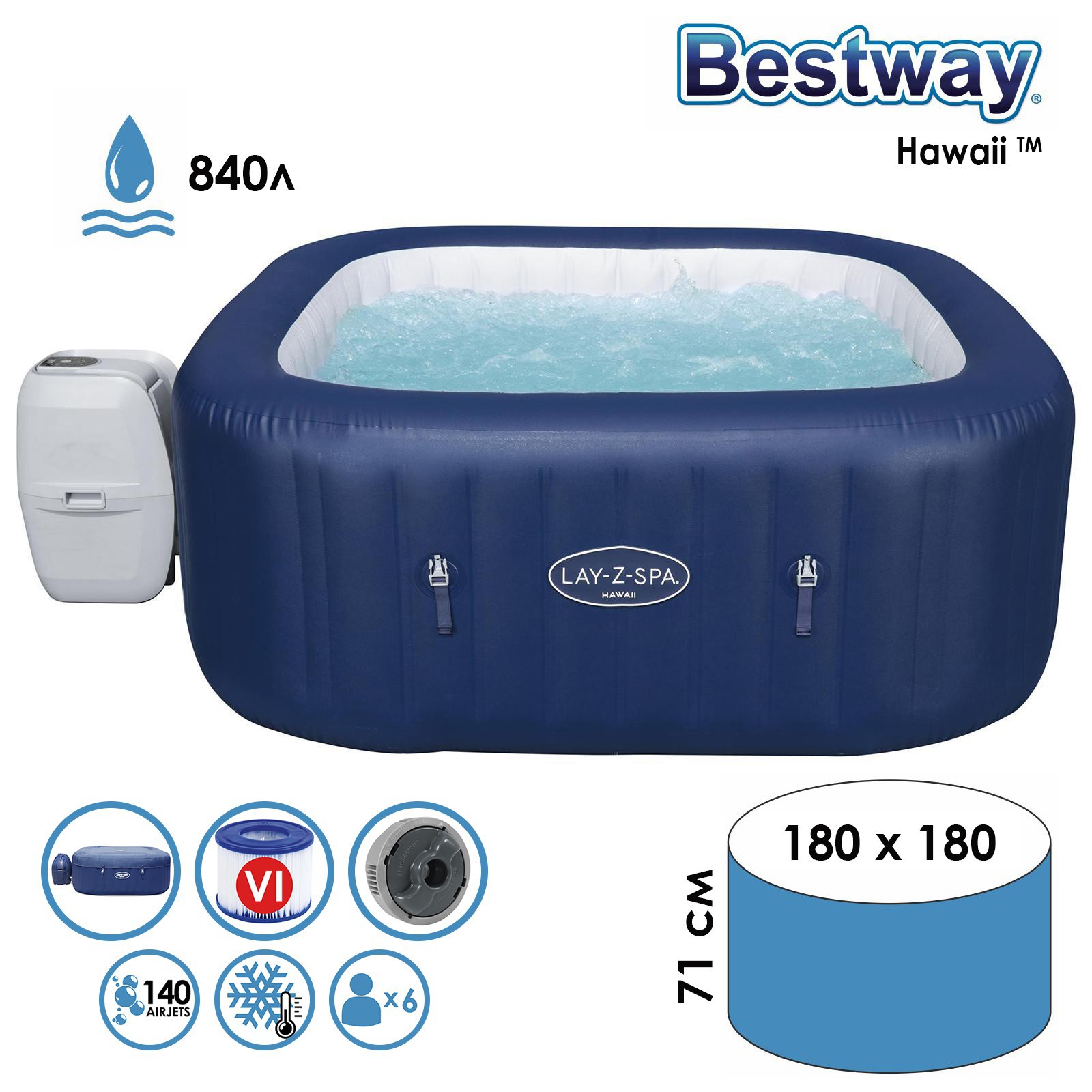 Изображение товара SPA бассейн Bestway 60021 Hawaii 180 x 71 см