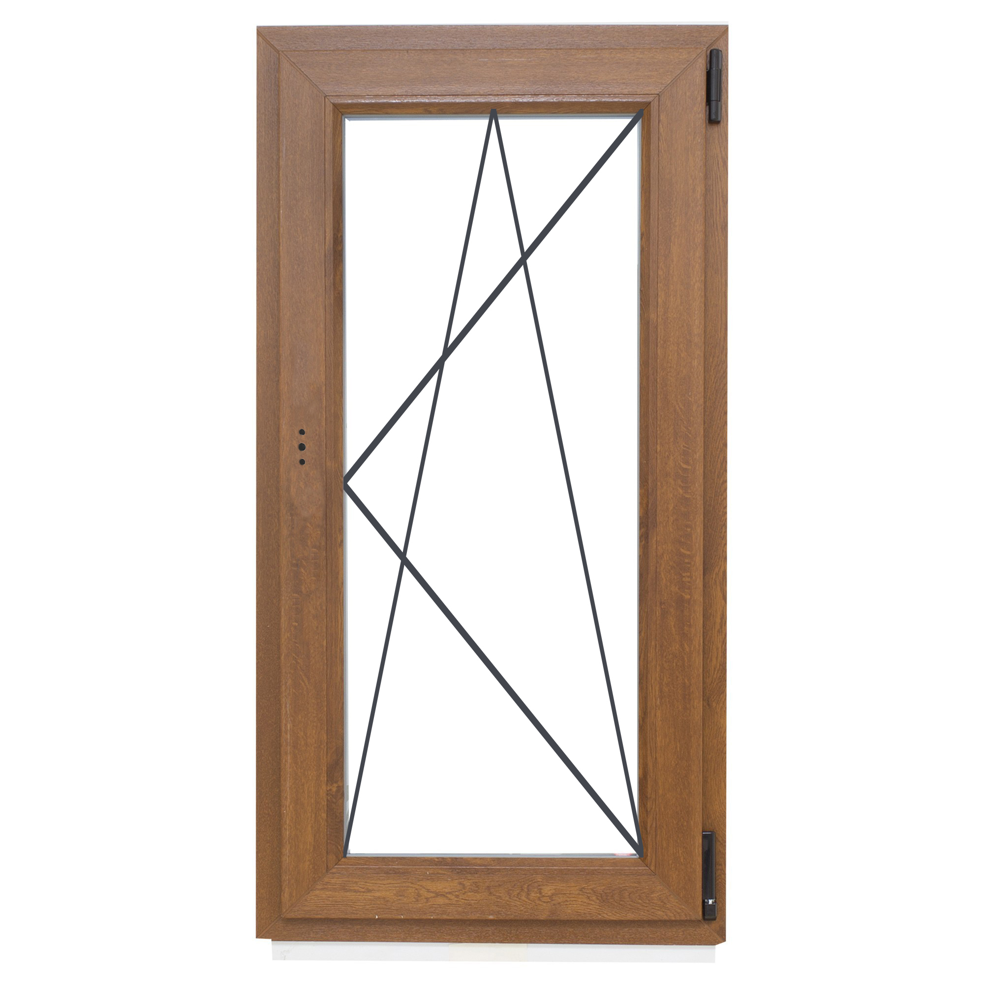 Изображение товара Окно пластиковое ПВХ Deceuninck одностворчатое 1200x600 мм (ВxШ) правое однокамерный стеклопакет золотистый дуб