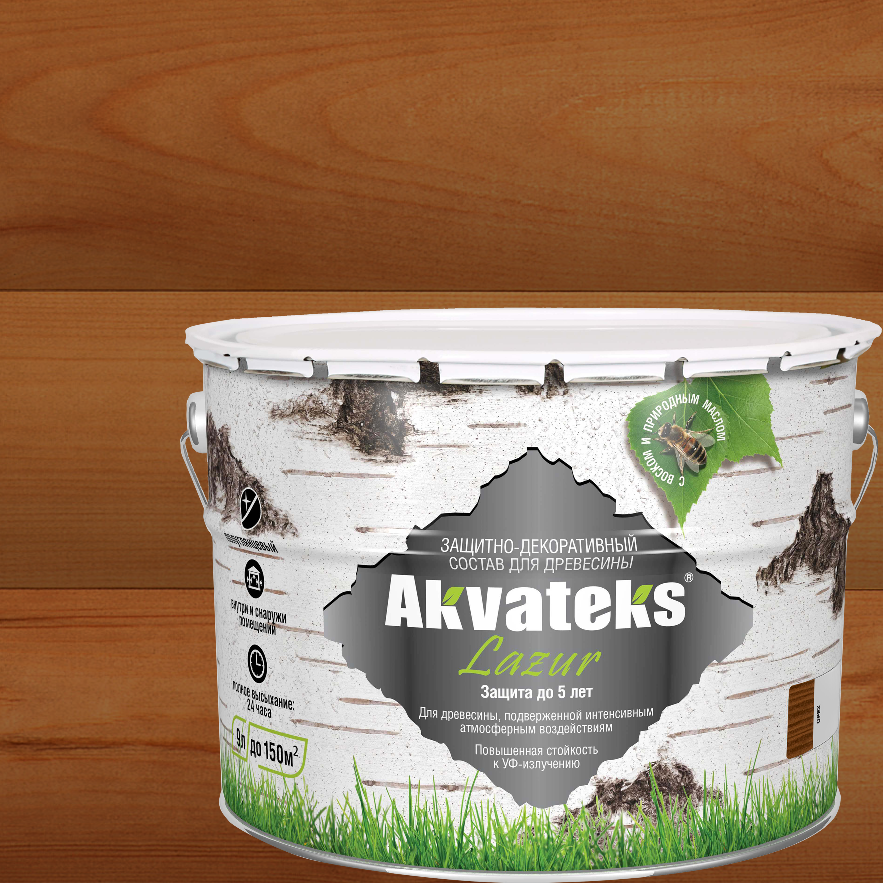 Изображение товара Защитно-декоративный антисептик Akvateks Lazur орех 9 л для дерева