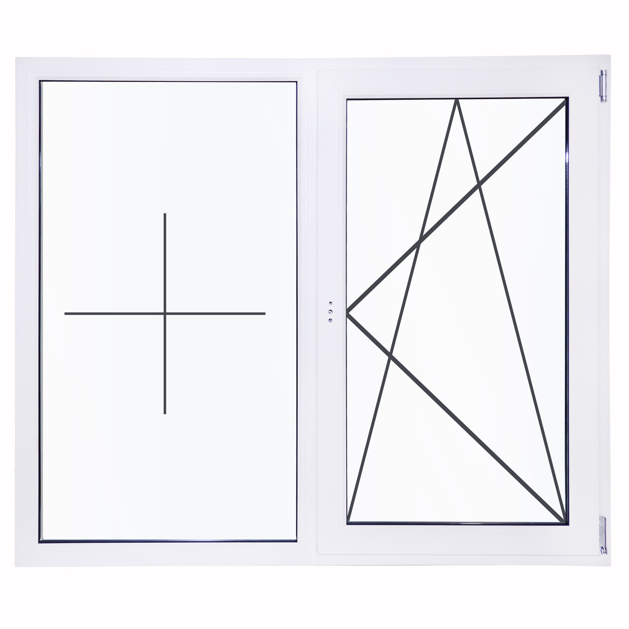 Изображение товара Окно пластиковое ПВХ Deceuninck двустворчатое 1410x1450 мм (ВxШ) двуxкамерный стеклопакет белый