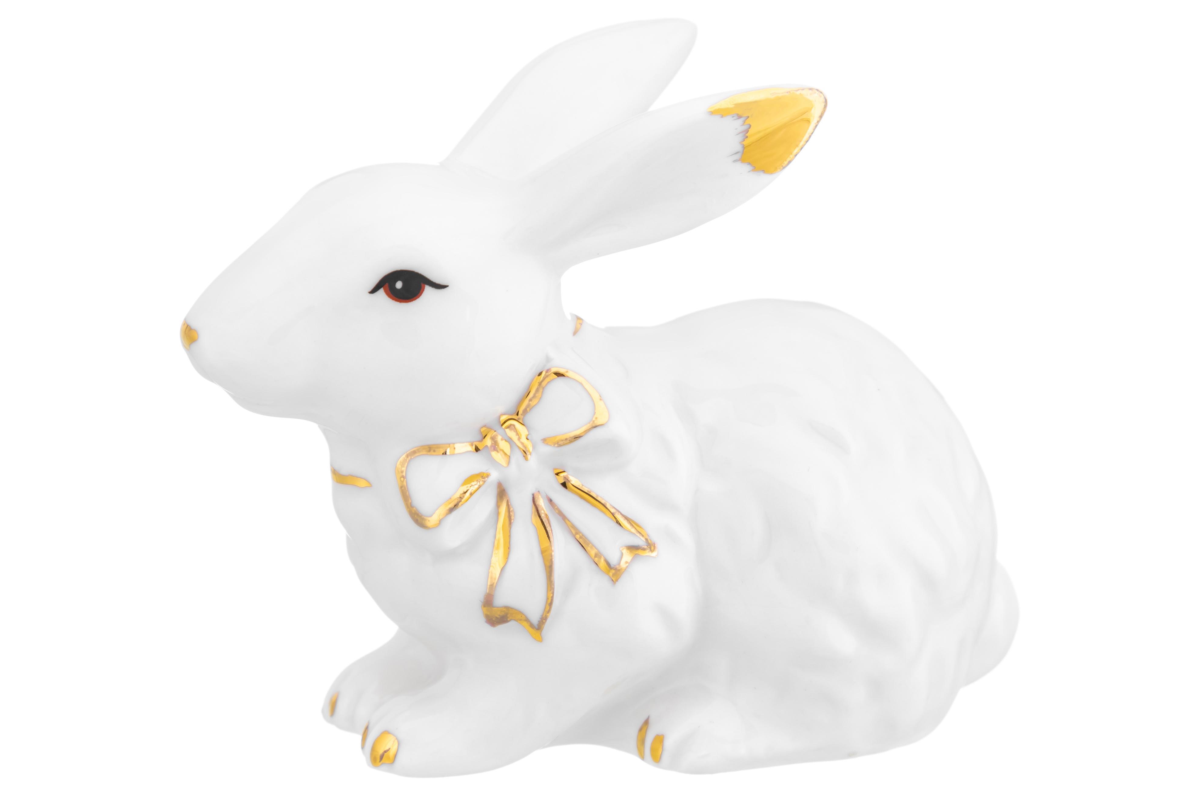 Изображение товара Зайка белая с золотом — декоративная фарфоровая фигурка ELAN GALLERY