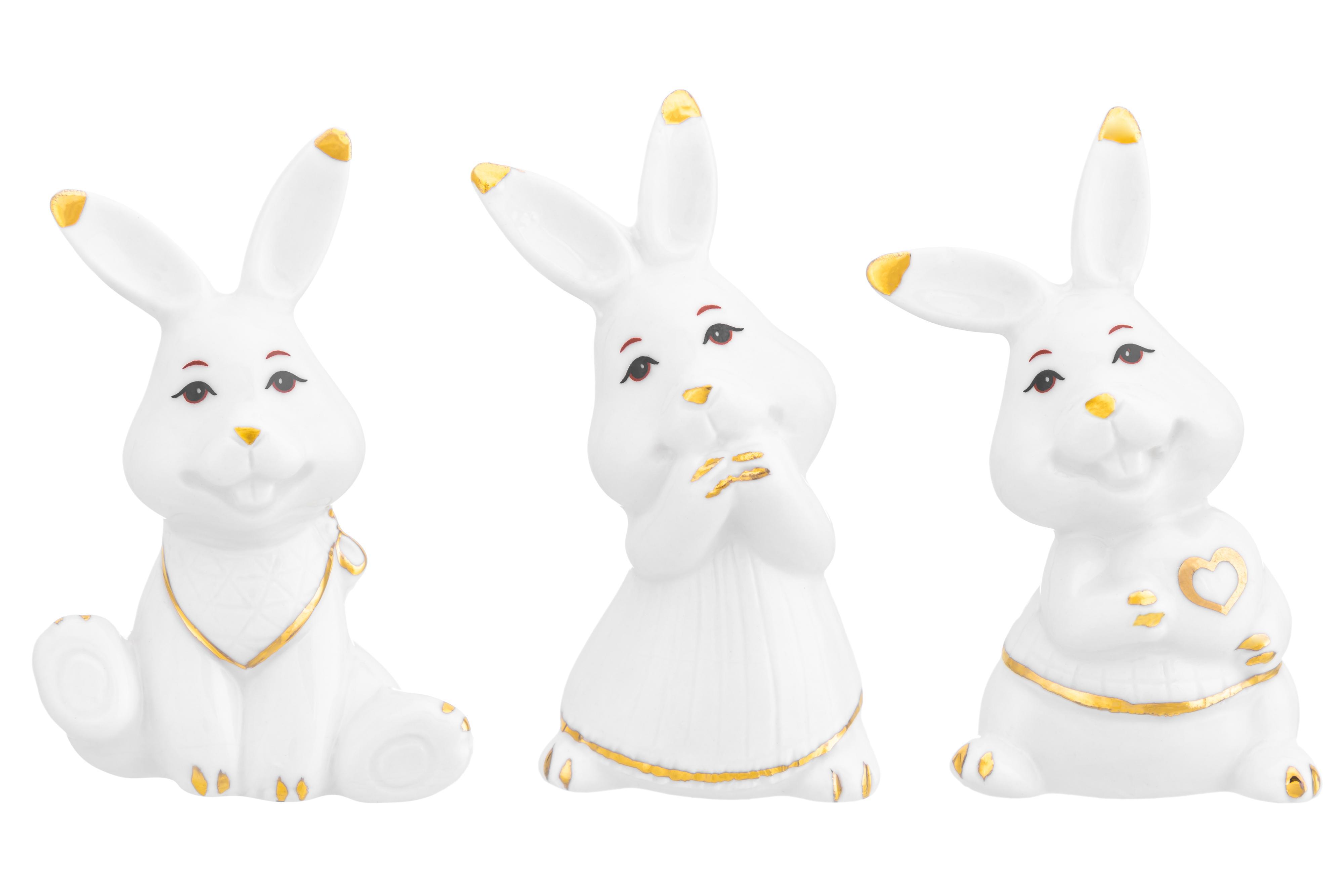 Изображение товара Набор зайки малыши из фарфора ELAN GALLERY 3 шт 7.5 см