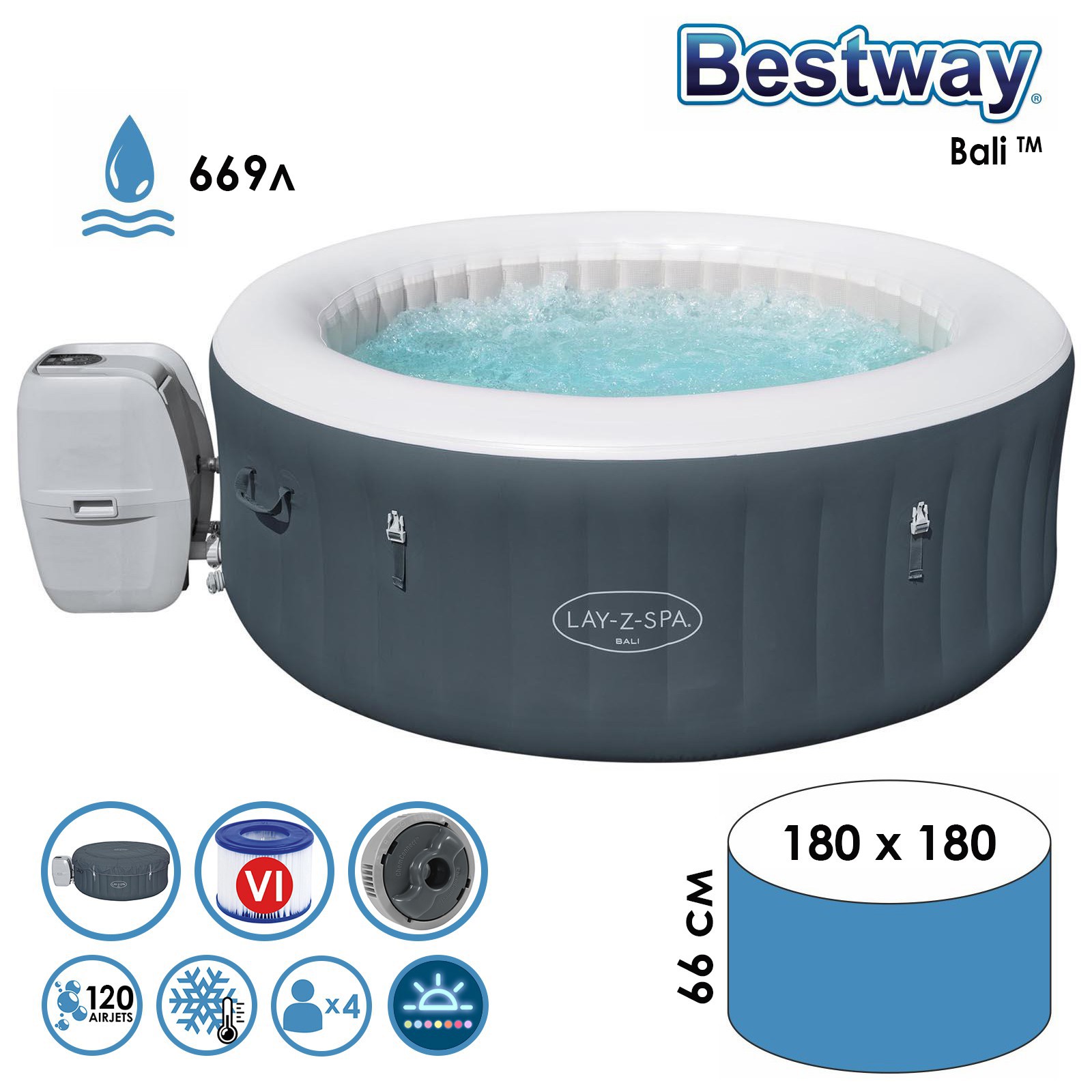 Изображение товара SPA бассейн Bestway 5309864 Bali AirJet 180 x 66 см