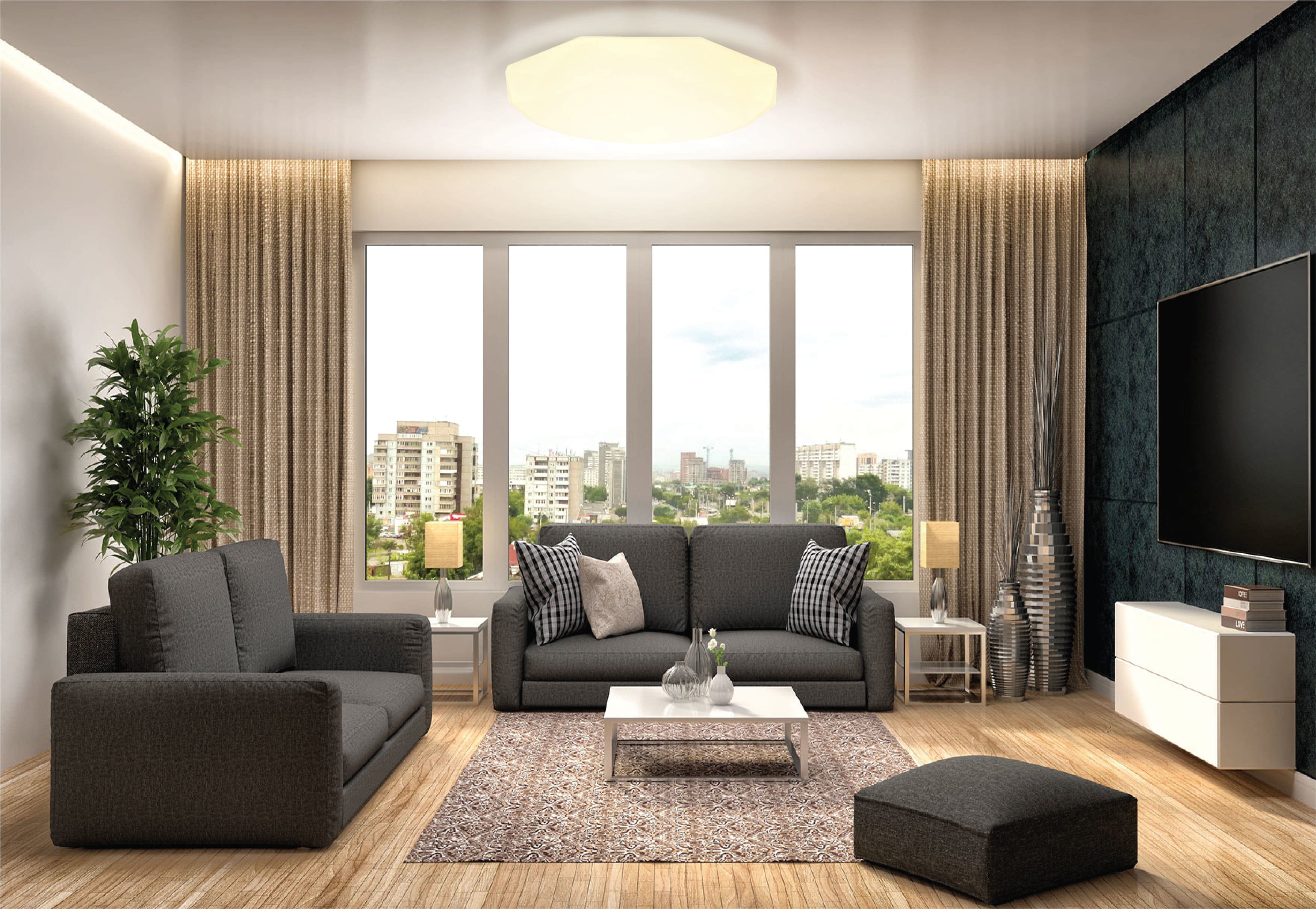 Изображение товара Люстра потолочная светодиодная SpectorLight 17650S SpectorLight 26 м² изменение цвета RGB свет цвет белый