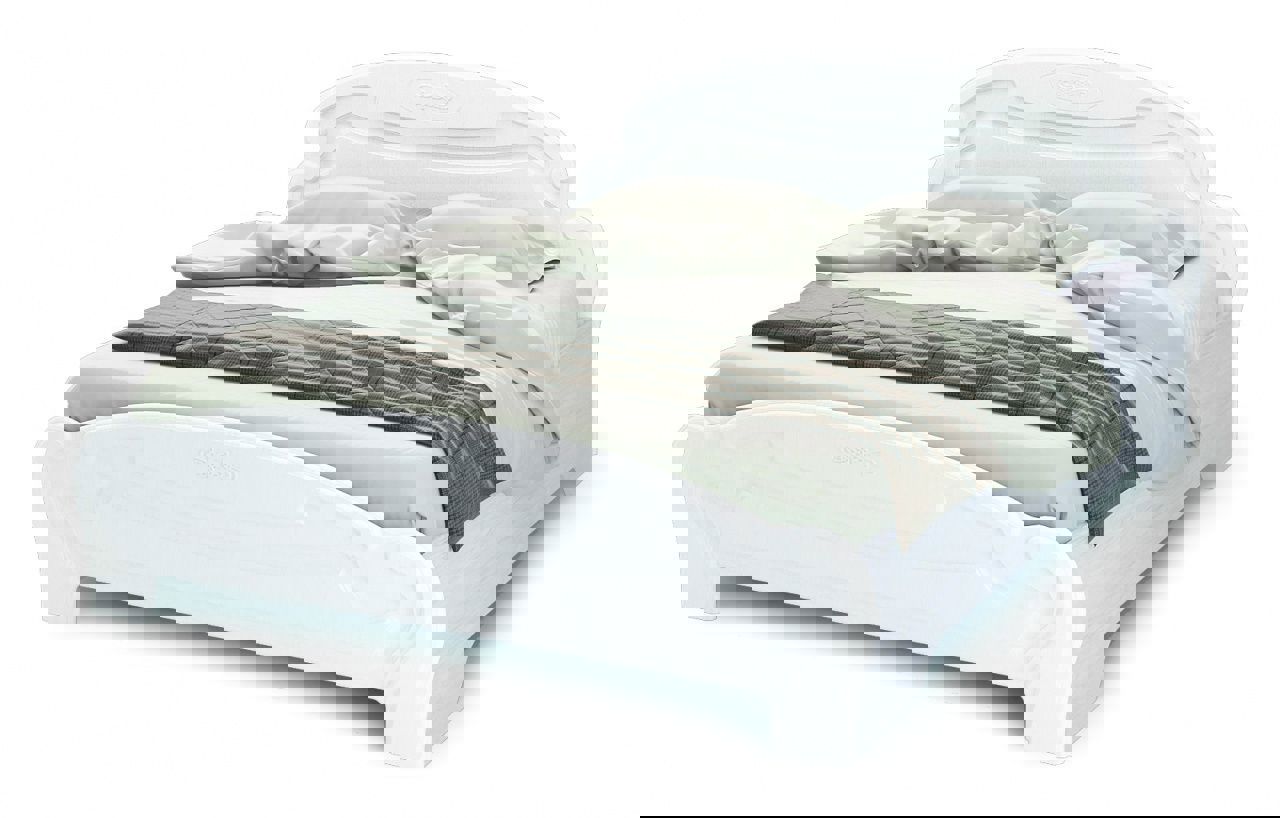 Изображение товара Кровать с подъемником Стендмебель Медина белая 140x200 см с фрезеровкой и ортопедическим основанием