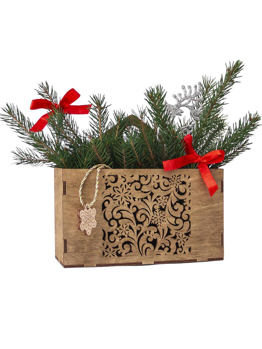 Изображение товара Кашпо деревянное Новогодний конверт цвет орех