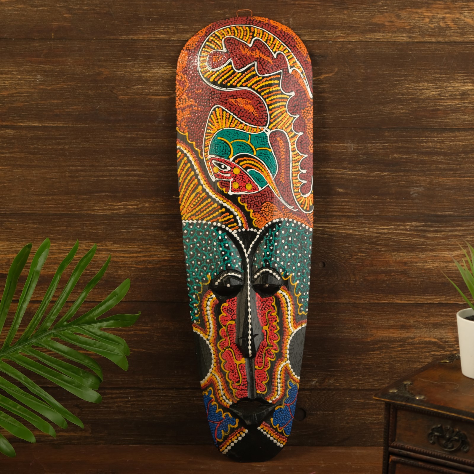 Изображение товара Панно-маска настенная "Абориген рыбка" дерево 3x12x50 см