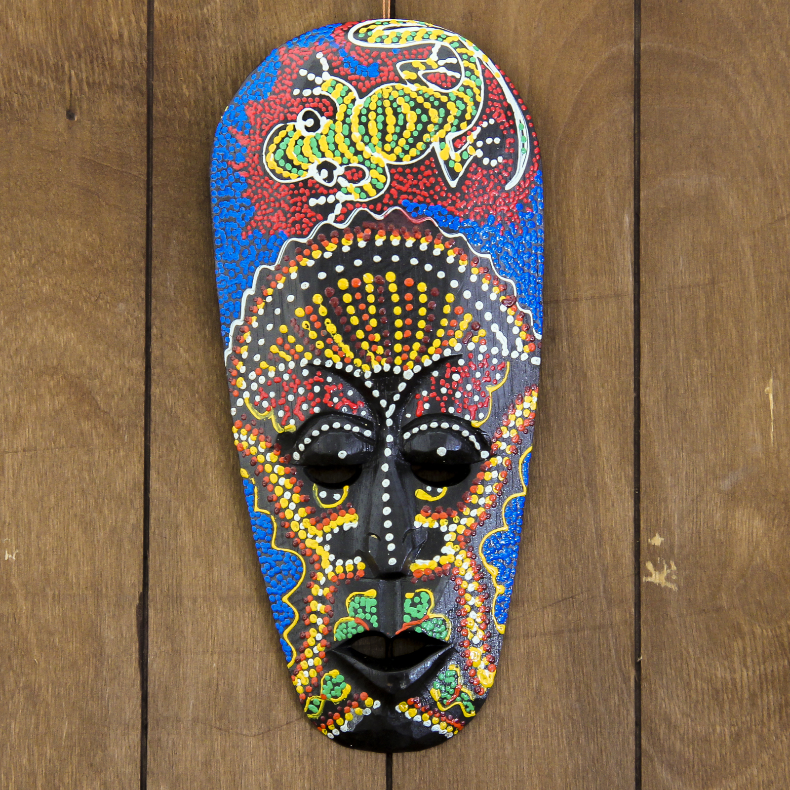 Изображение товара Панно-маска настенная "Абориген ящерица" дерево 3x12x30 см