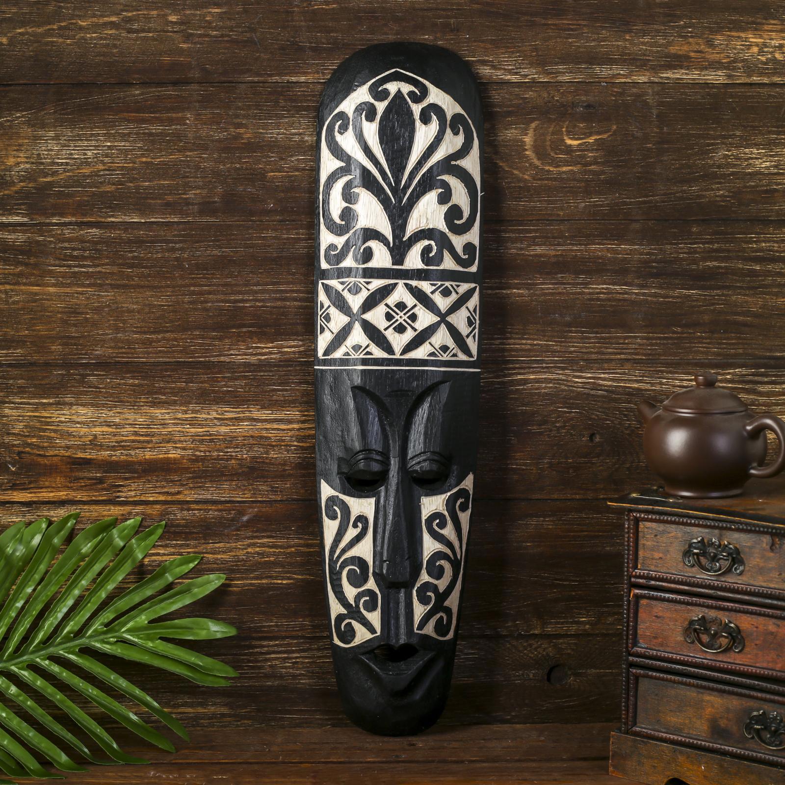 Изображение товара Панно-маска настенная "Абориген с узором вензеля" 3x12x50 см