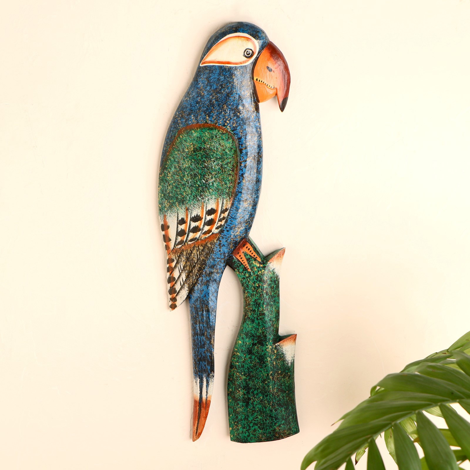 Изображение товара Панно настенное "Попугай на ветке" 50x18x2 см