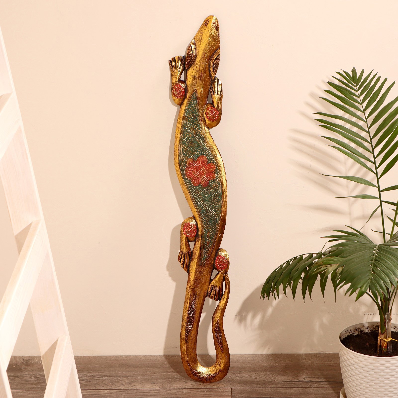 Изображение товара Панно настенное "Геккон цветущий сад" 14x1x100 см