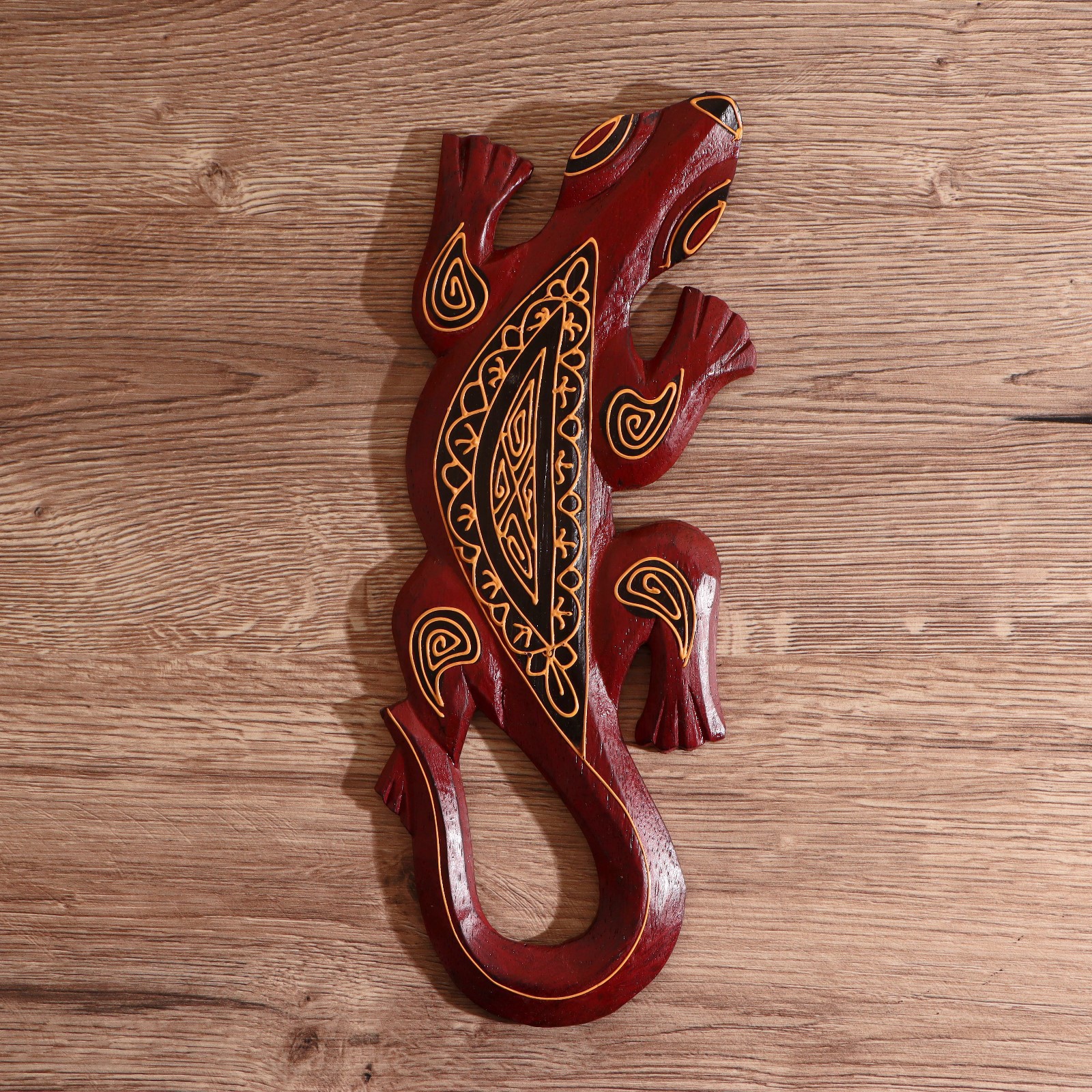 Изображение товара Панно настенное "Геккон бордовый с орнаментом" 1x11x30 см