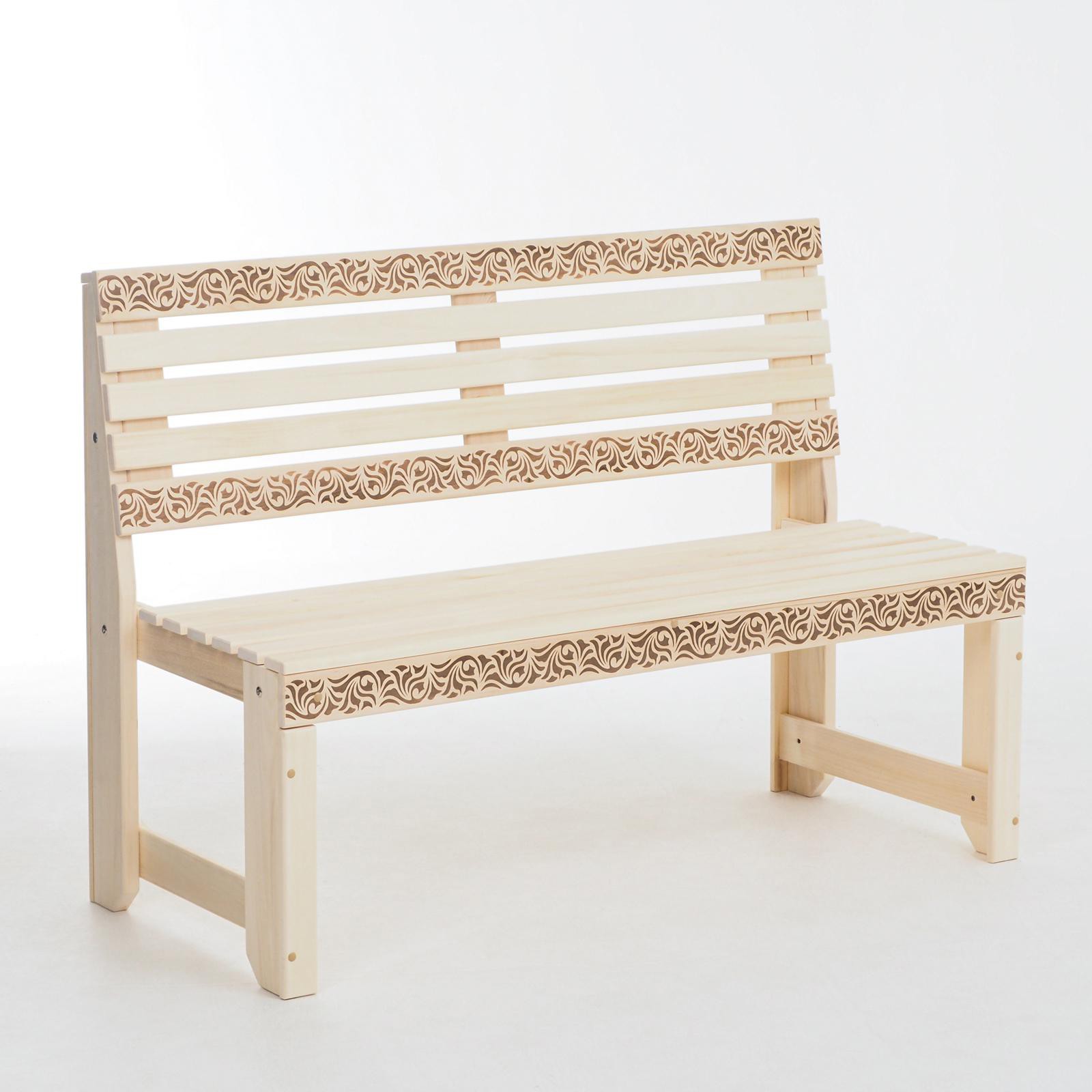 Изображение товара Деревянная скамья для бани Добропаровъ 7117665 Салика Флора 2 места натуральная липа