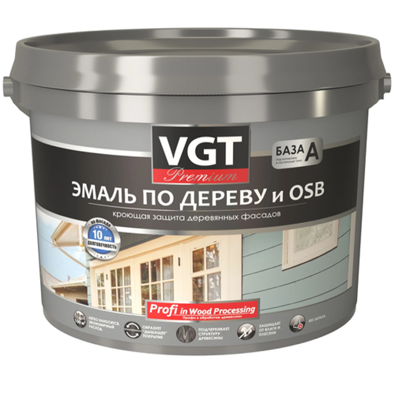 Изображение товара Эмаль VGT Профи 24577 для фасадов и дерева, белая, 10л