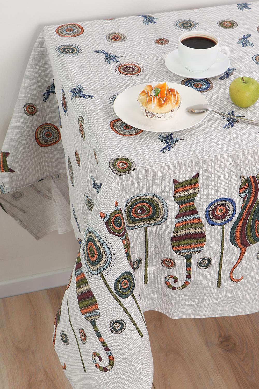 Скатерть на стол Lizzy Home SKATROG150150/коты, квадратная, 150x150 см ...