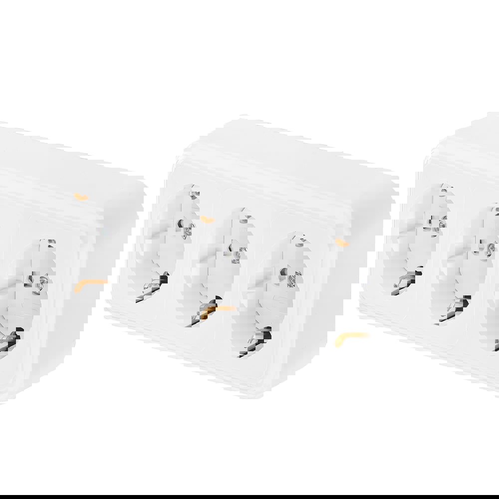 Изображение товара Розетка тройная накладная Bylectrica Пралеска РА16-276 с заземлением цвет белый