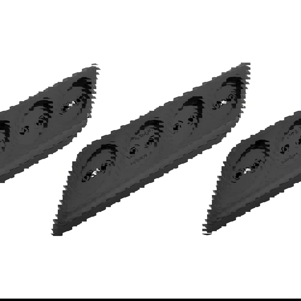 Изображение товара Розетка четверная накладная Bylectrica Пралеска РА16-264 цвет черный