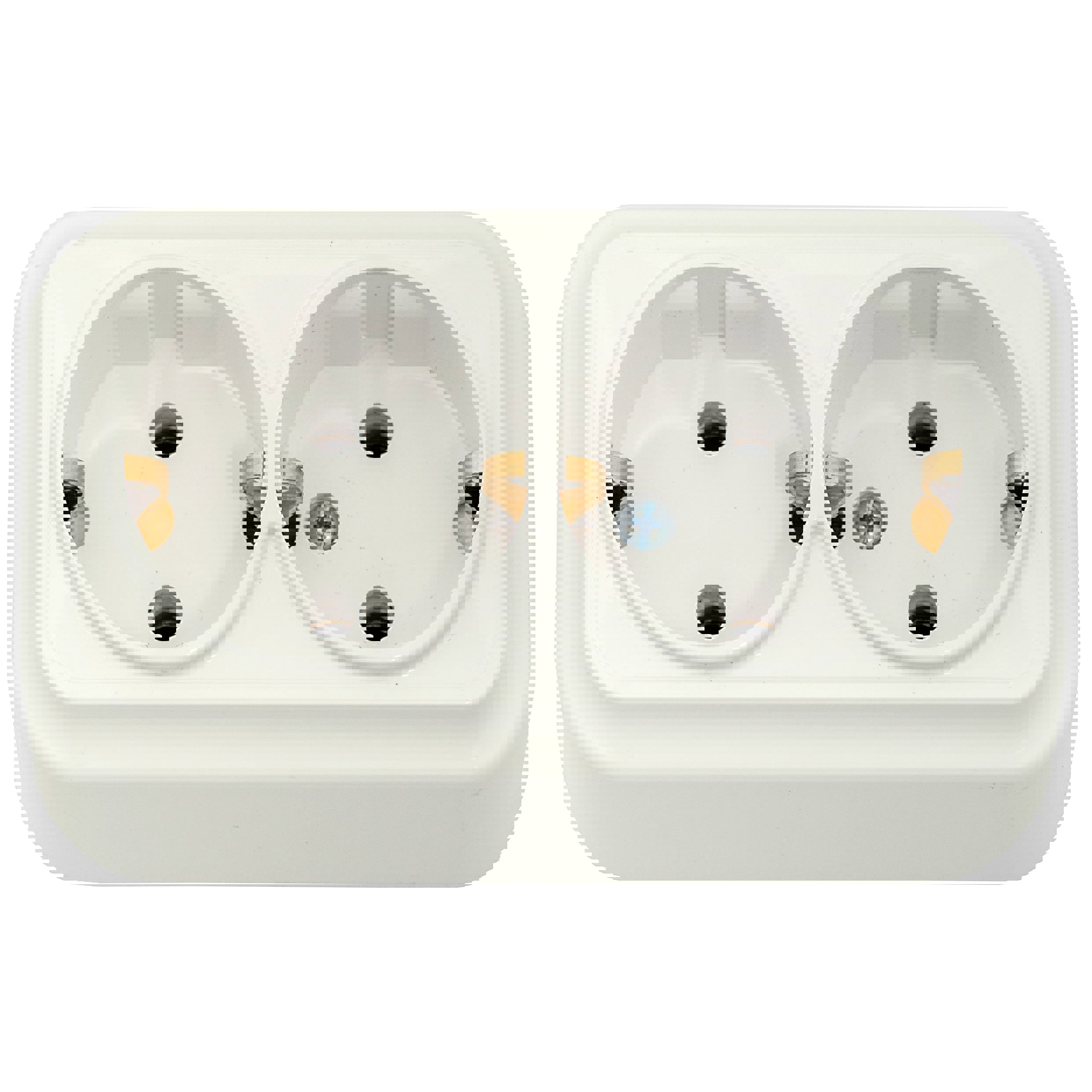 Изображение товара Розетка двойная накладная Bylectrica Вариант РА16-0142 с заземлением цвет бежевый