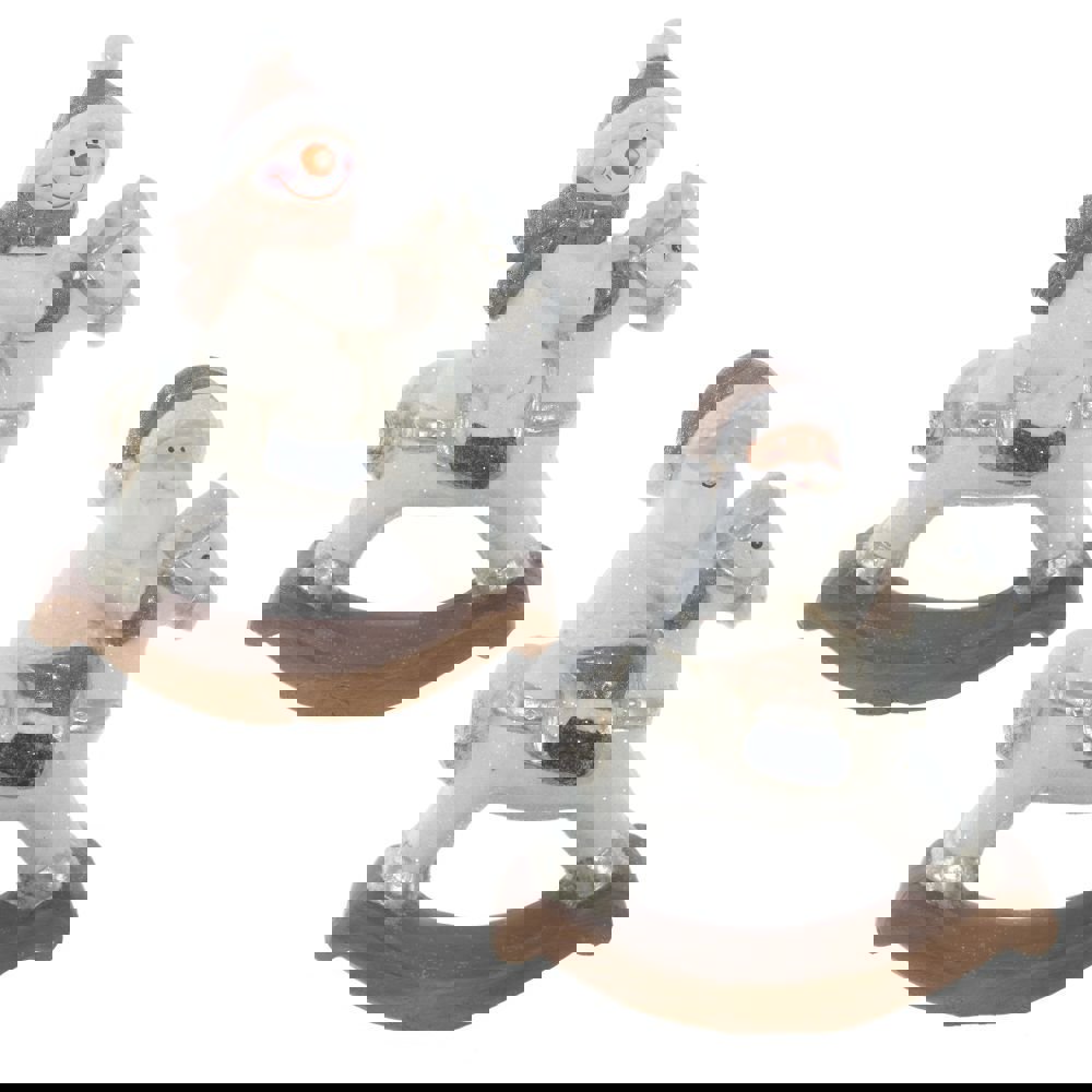 Изображение товара Новогоднее украшение Дед Мороз и Снеговик керамическое 9x24.5x20.5 см бежевое