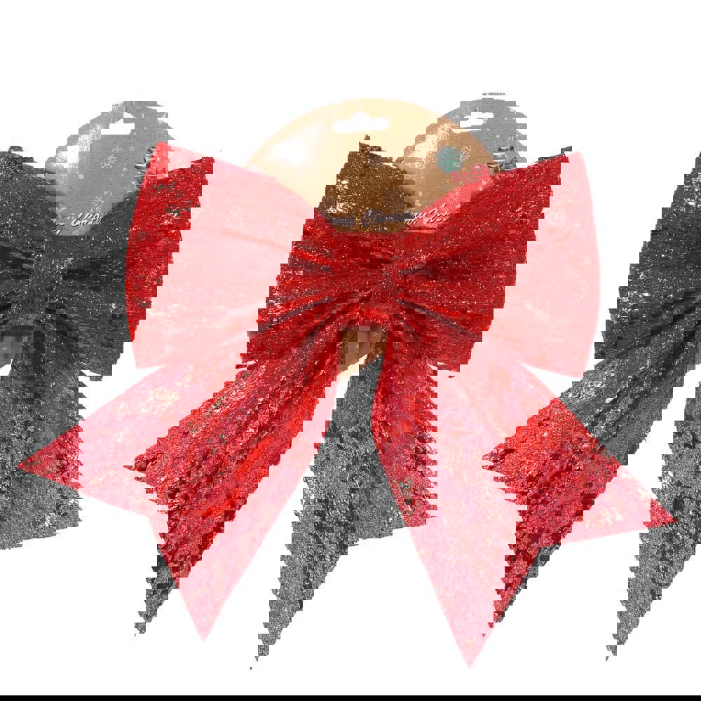 Изображение товара Красный новогодний бант 3x21x21 см для елки и декора