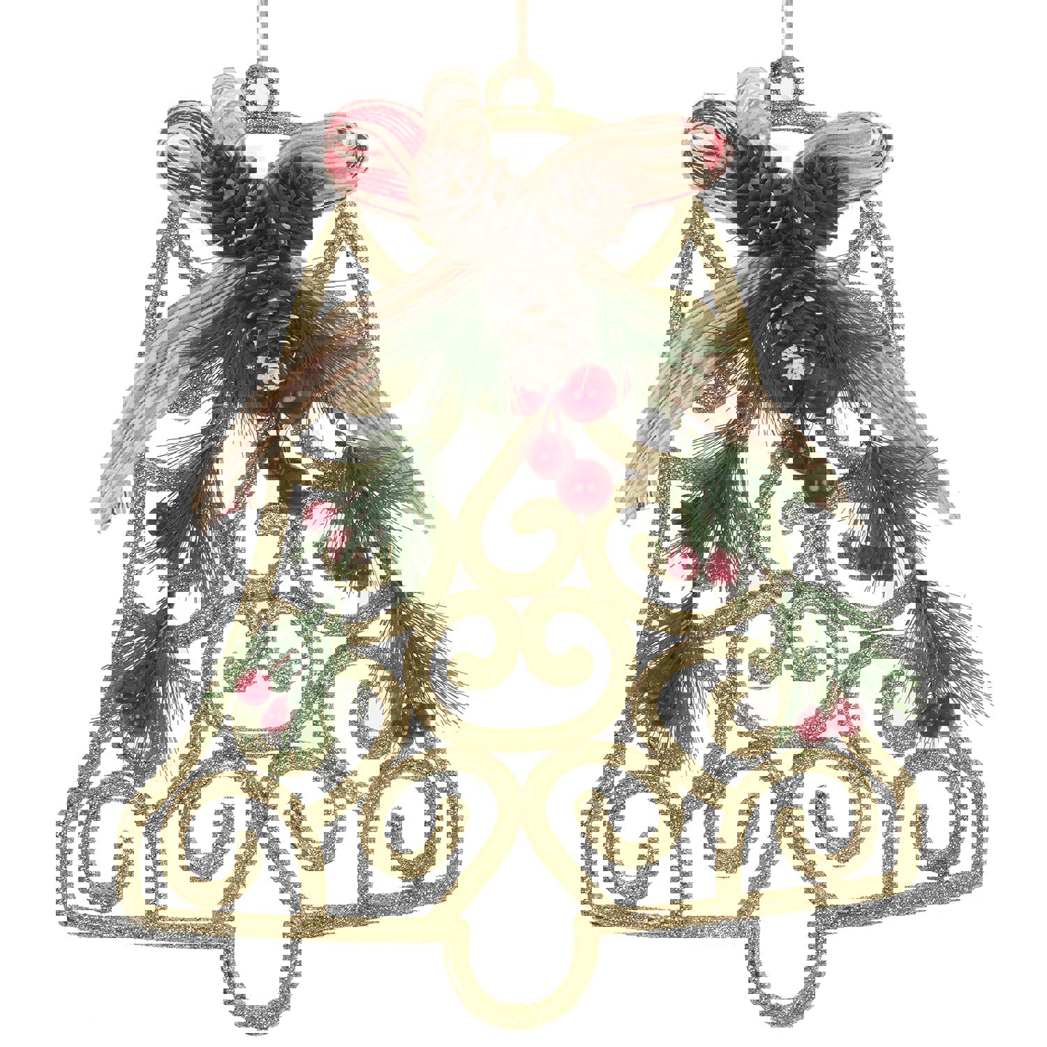 Изображение товара Новогоднее золотое украшение Колокольчик 0.5x27x23 см с глиттером