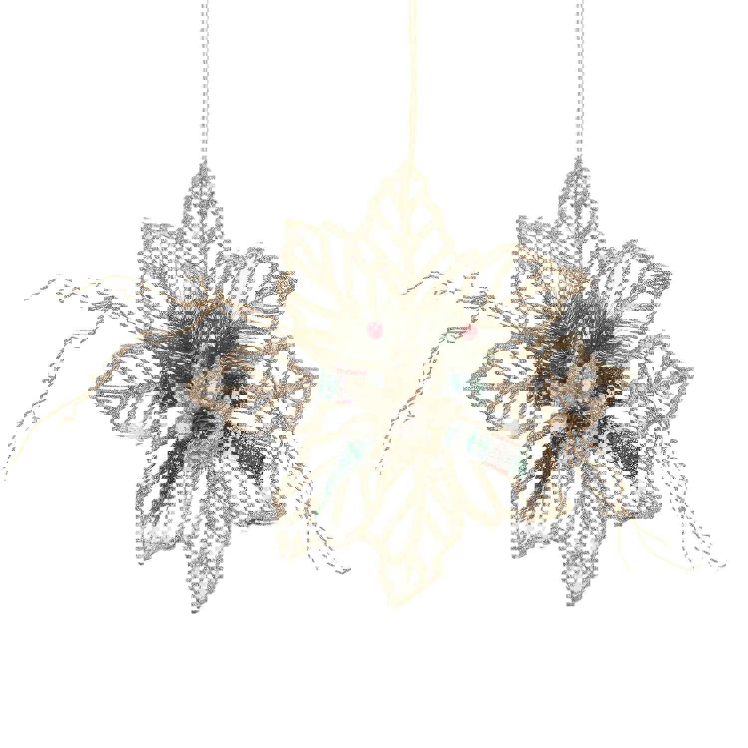 Изображение товара Новогоднее украшение Цветок 3x26.5x26.5 см золотой с глиттером