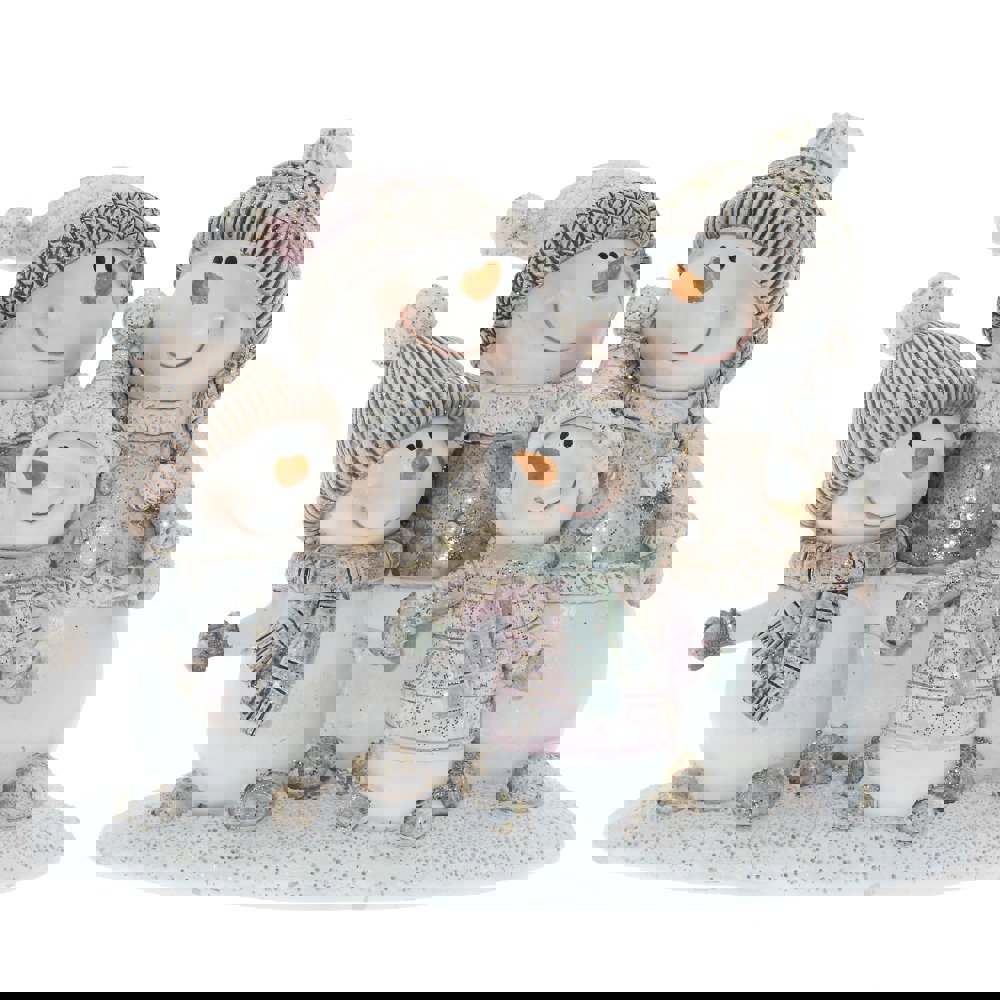 Изображение товара Новогоднее украшение Снеговики 5x11x13 см из ПВХ декоративное для интерьера