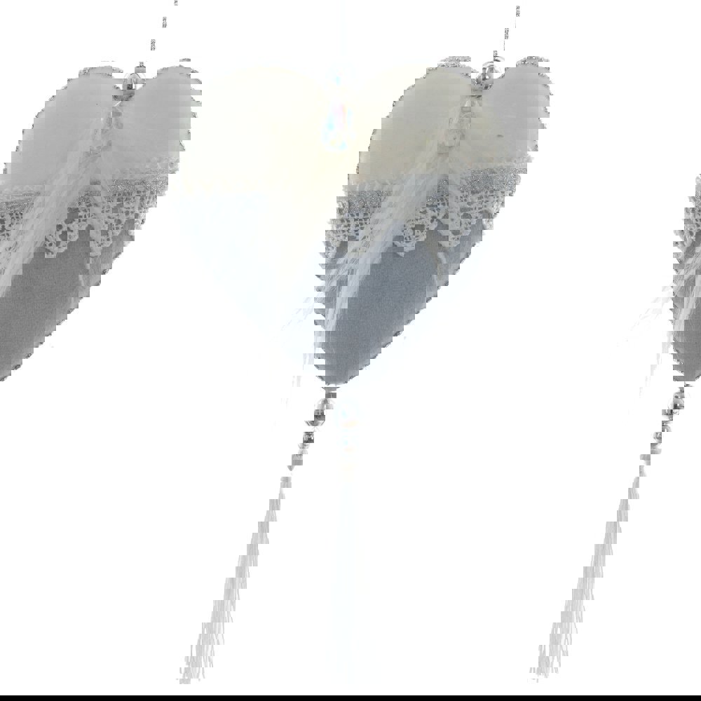 Изображение товара Новогоднее украшение Сердце 2x20x11 см бархатное с стразами