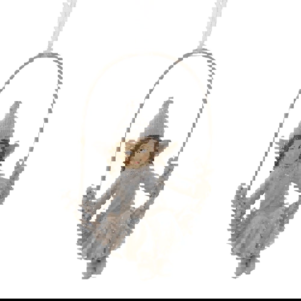 Изображение товара Новогоднее украшение Девочка на качелях 3.5x8.5x6 см цвет бежевый