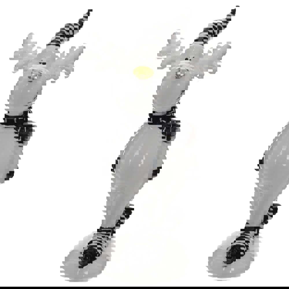 Изображение товара Новогоднее украшение Олень керамическая фигурка 5x9.5x5.5 см черно-белая