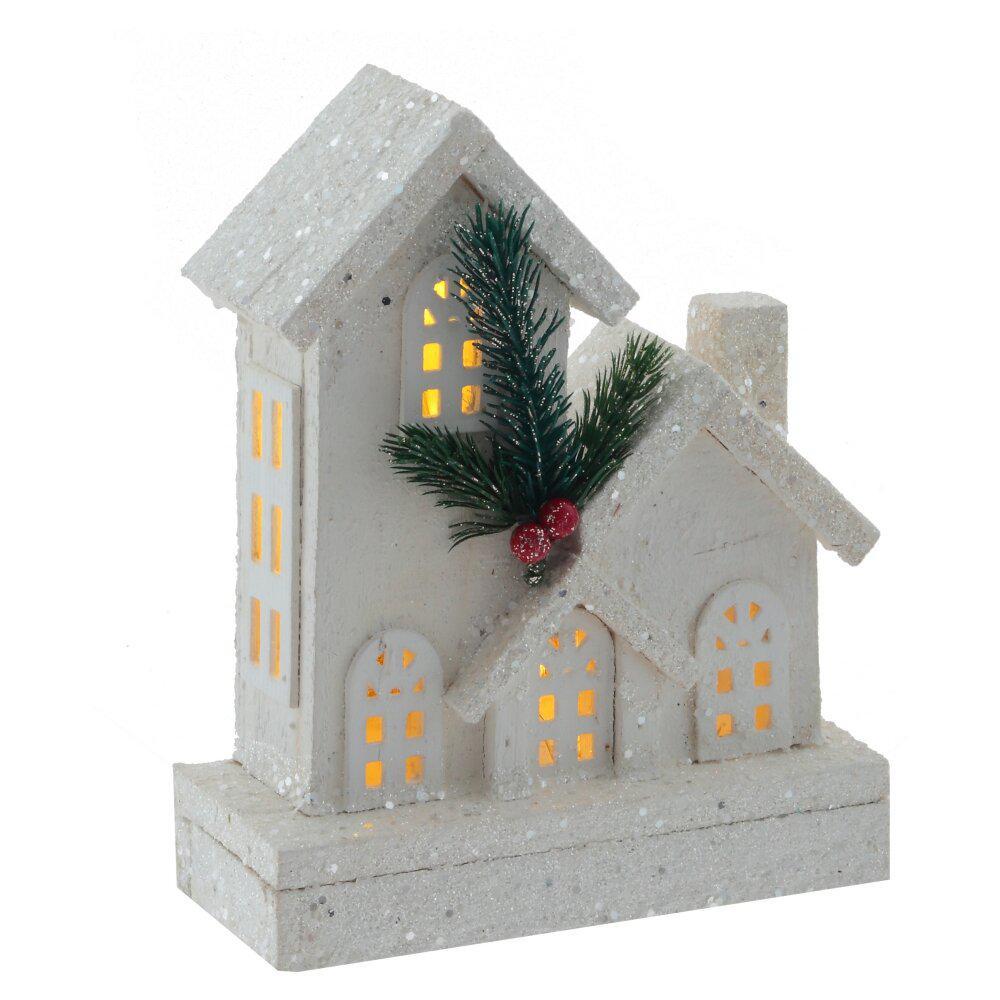 Изображение товара Новогоднее украшение Дом с подсветкой 7x21x17 см белый для праздничного декора