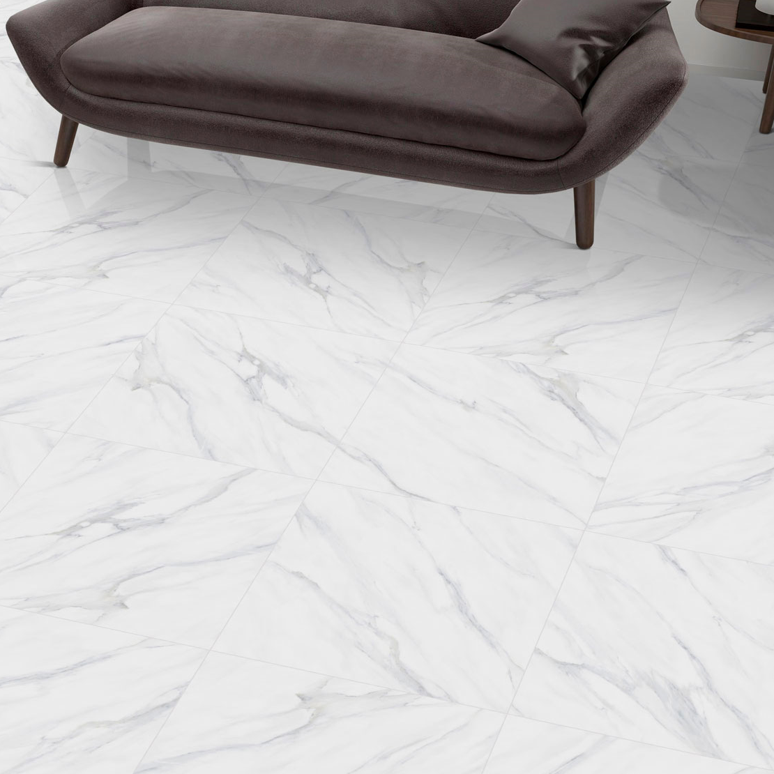 Изображение товара Керамогранит Hermes 60x60 см белый полированный для внутренних и наружных работ