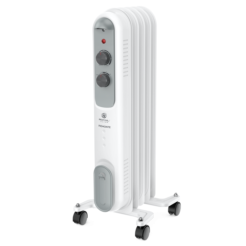 Изображение товара Обогреватель масляный Royal Clima Piemonte ROR-P5-1000M с механическим термостатом 1000 Вт 5 секций цвет белый