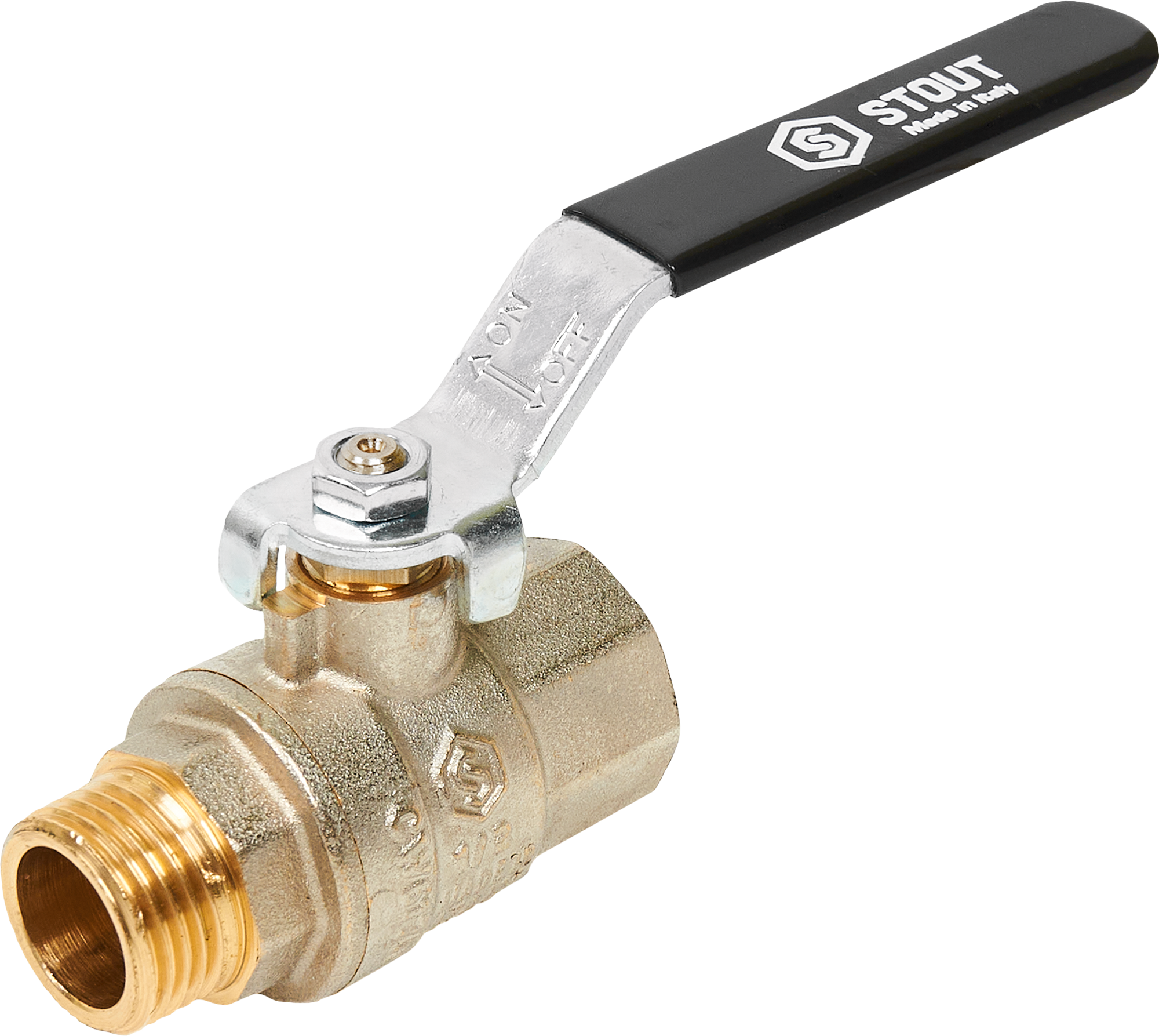 Изображение товара Кран шаровой Stout 1/2 наружная-внутренняя резьба рычаг