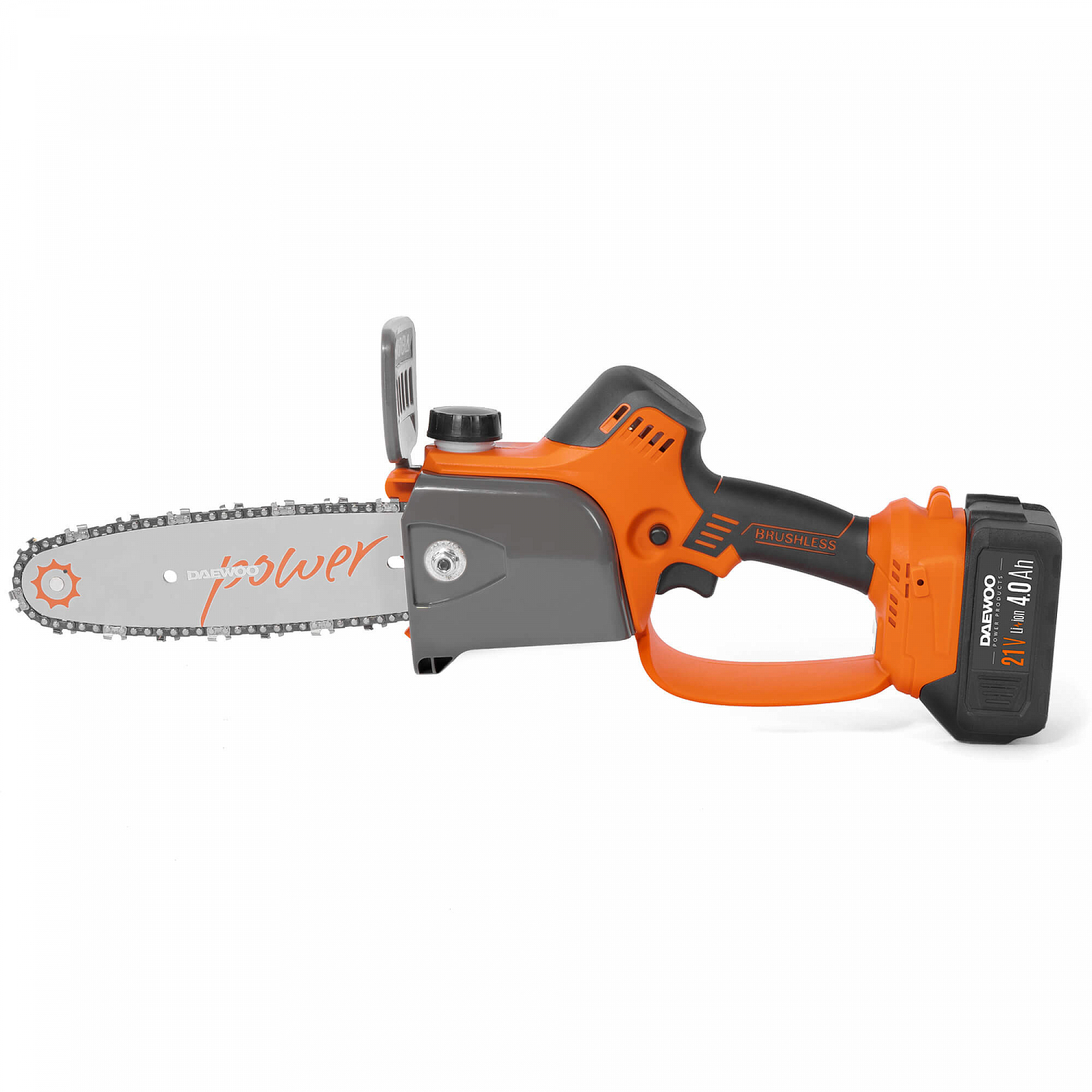 Изображение товара Аккумуляторная цепная пила DAEWOO DACS 821Li SET 20 см Бесщёточный мотор