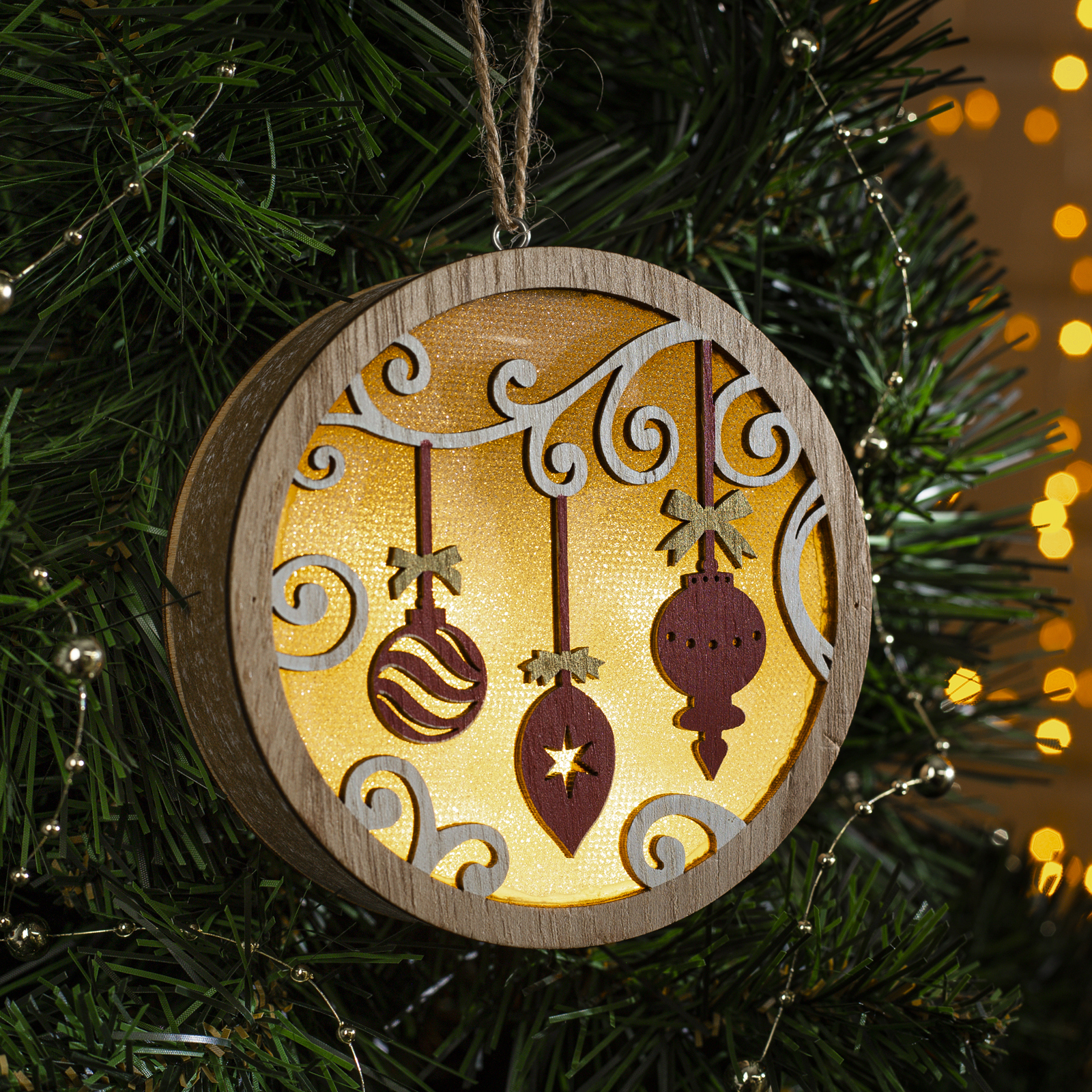 Изображение товара Ёлочная игрушка световая Fnb-090 Luazon lighting 11 см бежевый дизайн