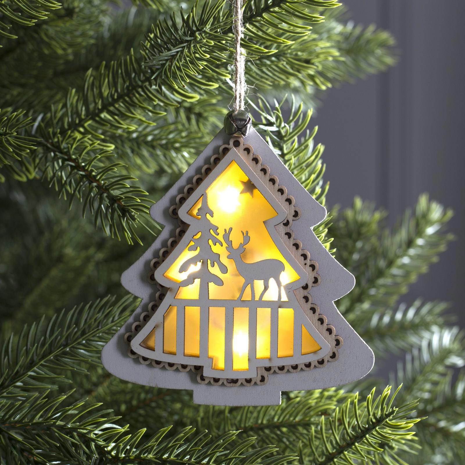 Изображение товара Елочная игрушка Fnb-207 Luazon Lighting 11 см белая с светодиодами Новогоднее украшение