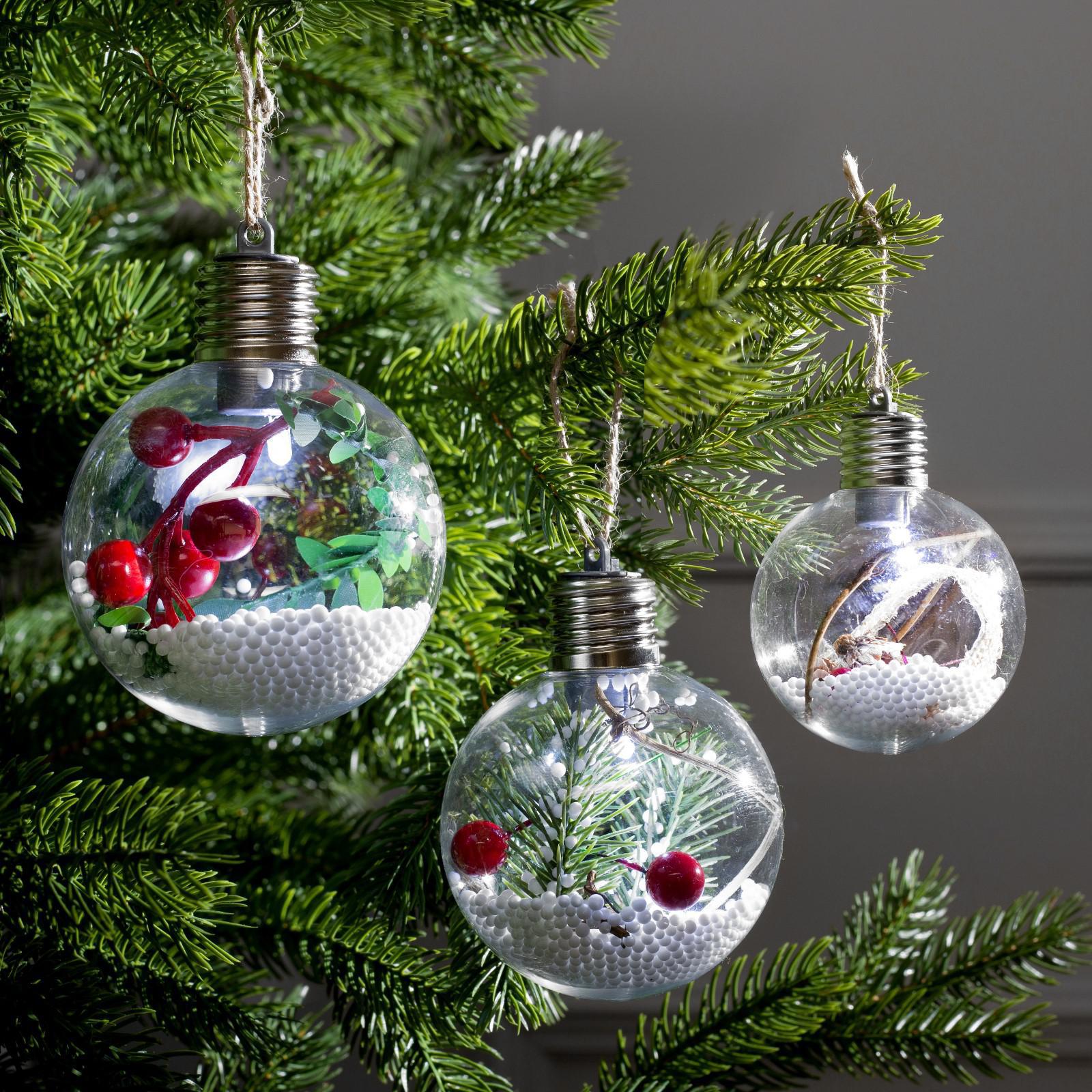 Изображение товара Набор елочных шаров Luazon lighting 4834886 Зимний лес 8 см металл и пластик бесцветный/прозрачный 3 шт