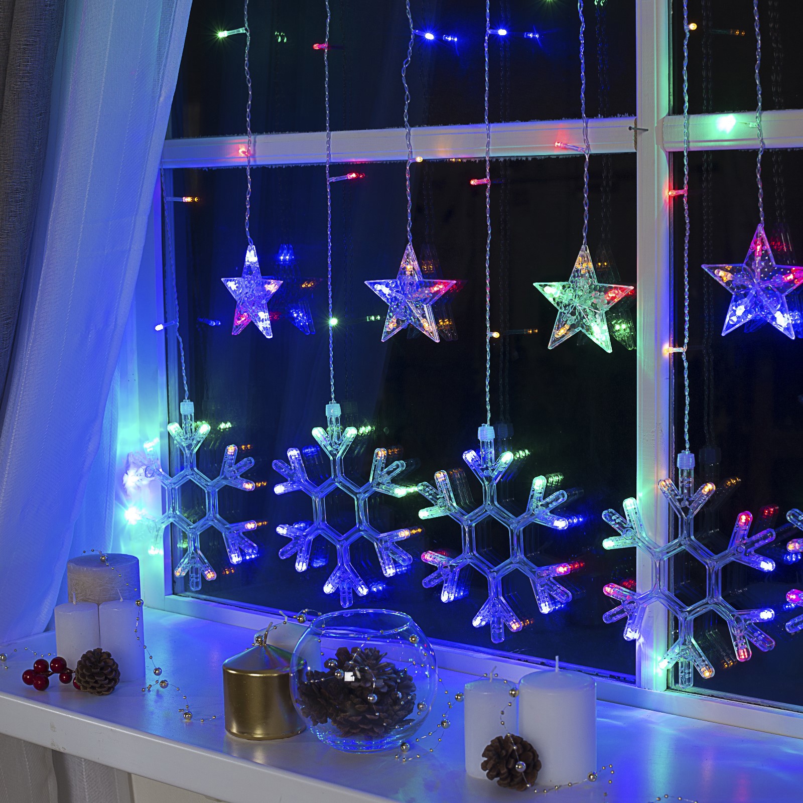 Изображение товара Электрогирлянда комнатная Luazon lighting 2361712 бахрома 2.4x2.4 м 150 ламп разноцветный 8 режимов работы