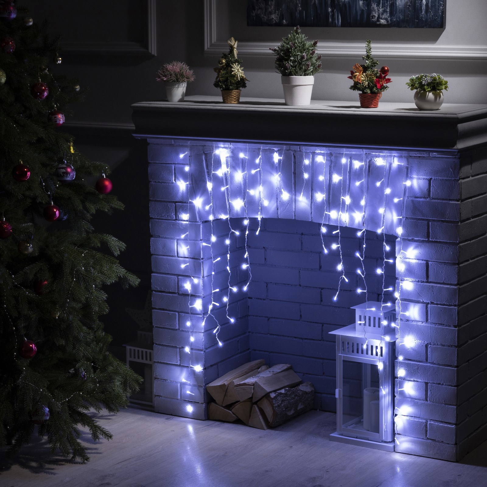 Изображение товара Электрогирлянда комнатная Luazon lighting 126 LED бахрома 1x1 м холодный белый 8 режимов