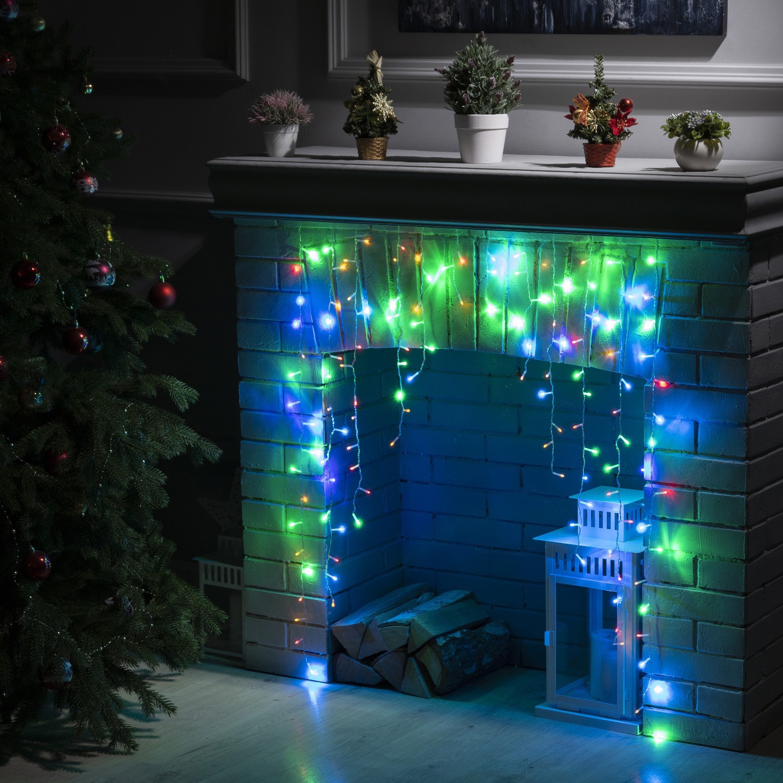 Изображение товара Электрогирлянда комнатная Luazon lighting бахрома 1x1 м 126 LED разноцветная 8 режимов