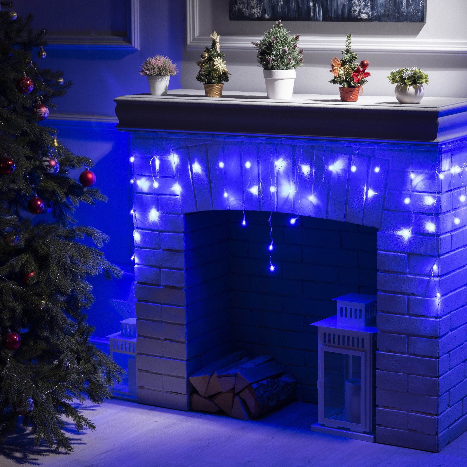 Изображение товара Электрогирлянда бахрома 3 м с 80 синими LED и 8 режимами Luazon lighting