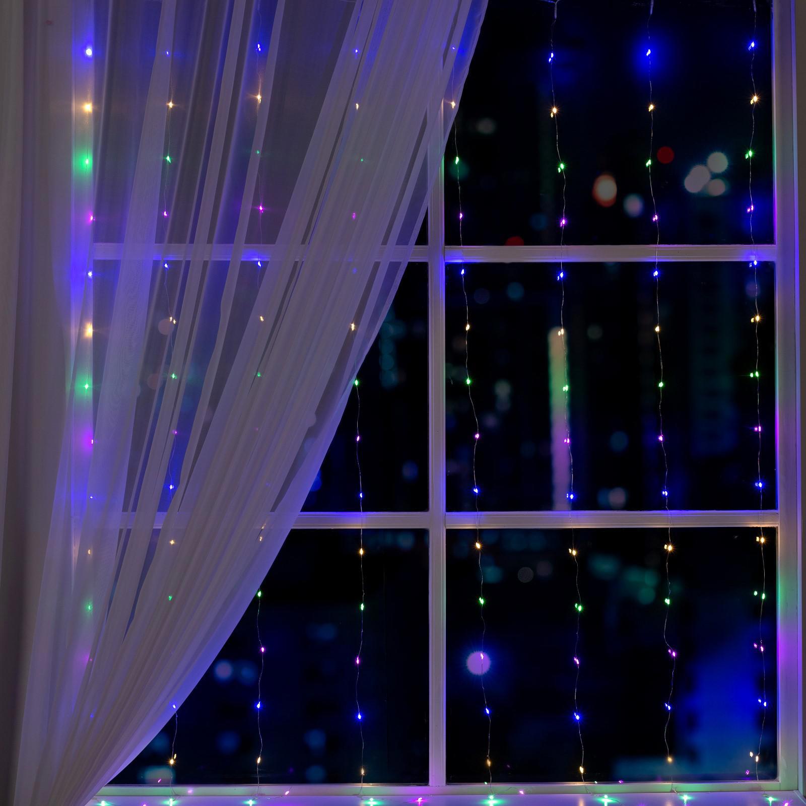 Изображение товара Электрогирлянда универсальная Luazon lighting 5206145 занавес 1.6x1.6 м 160 ламп разноцветный 8 режимов работы