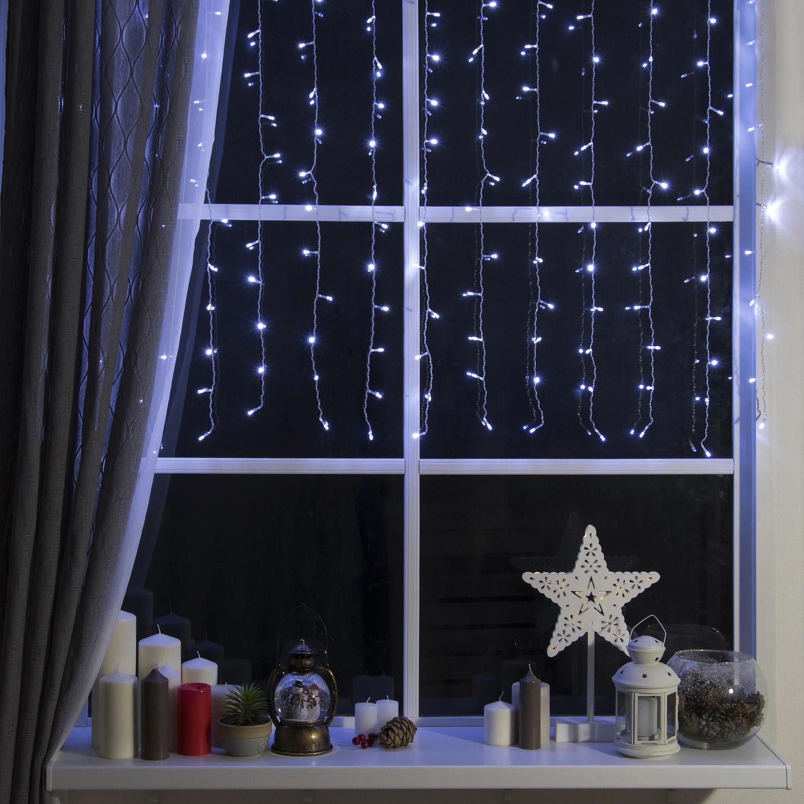 Изображение товара Электрогирлянда комнатная Luazon lighting 1080453 занавес 1.5x1.5 м 180 ламп холодный белый 8 режимов работы