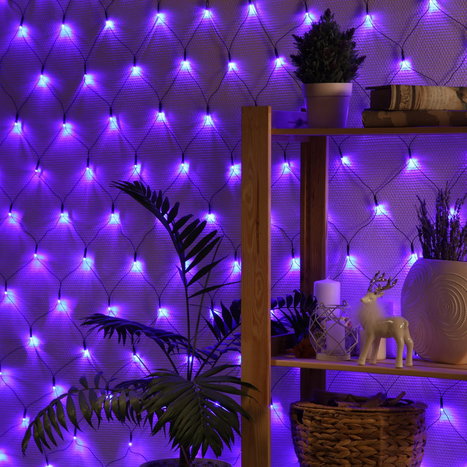 Изображение товара Электрогирлянда комнатная Luazon lighting 1585743 сеть 1.6x1.6 м 144 ламп синий 8 режимов работы