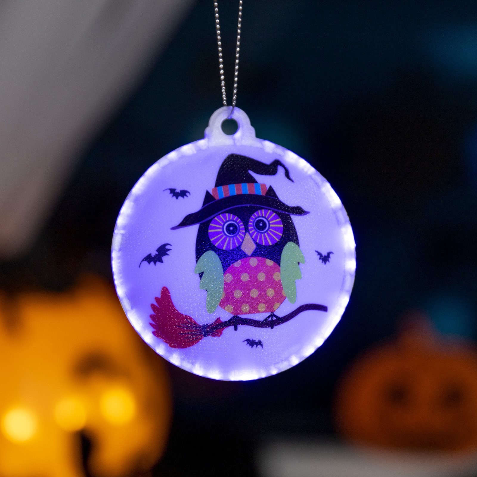 Изображение товара Светящаяся электрическая фигура сова-ведьма 8 см лампА бат, мульти свечЕНИЕ