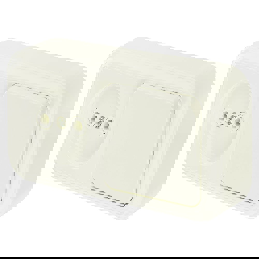 Изображение товара Блок выключатель с розеткой накладные Bylectrica Пралеска В-РЦ-521 1 клавиша без заземления цвет бежевый