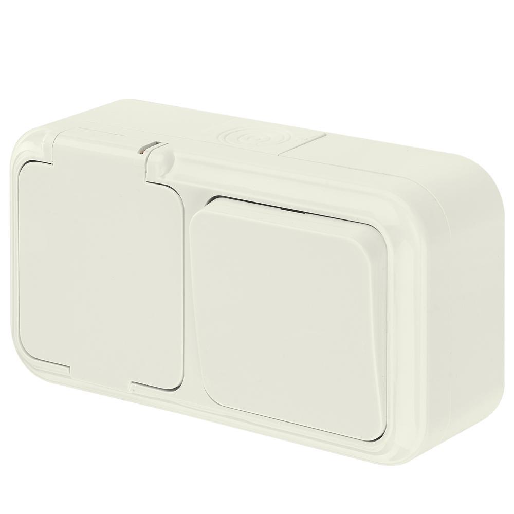 Изображение товара Блок выключатель с розеткой BYLECTRICA Пралеска аква В-РЦ-653