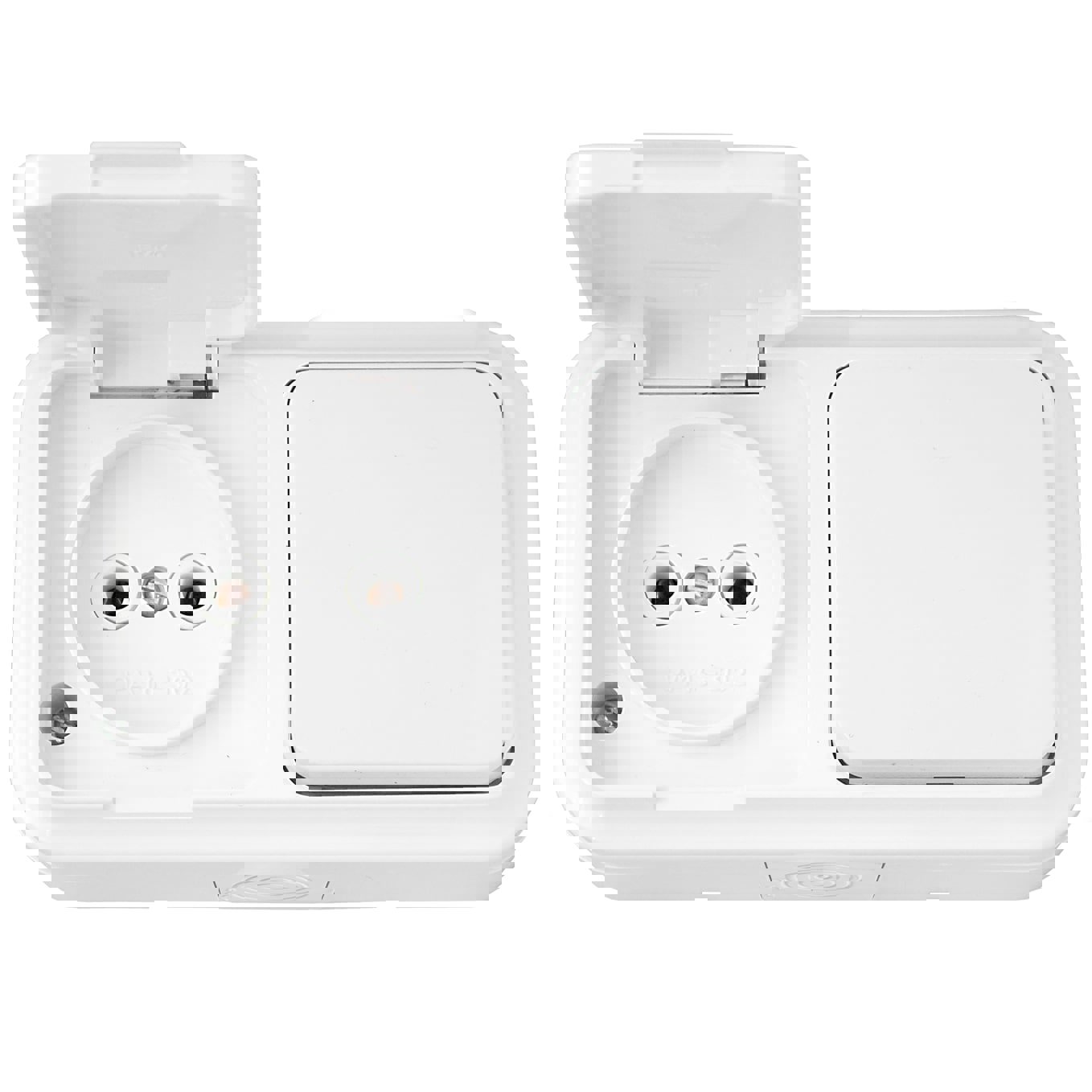 Изображение товара BYLECTRICA Пралеска аква В-РЦ-653 накладной блок выключатель с розеткой 2 поста 1 клавиша